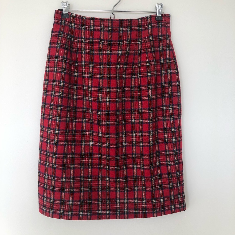 Vintage Wool Holiday Plaid Skirt